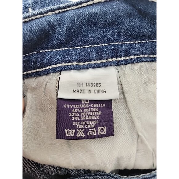 Vintage Women's VGS Sz 10 Blue Denim Jeans Capri Y2K Embroidered Dark Wash - Picture 8 of 9